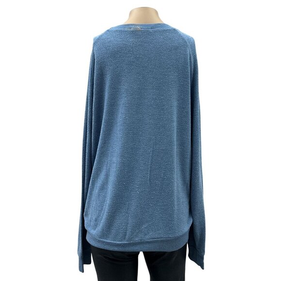 Junk Food Sleepin‎ In The USA Graphic Oversized Pullover Blue Sweatshirt Women S - Picture 2 of 11